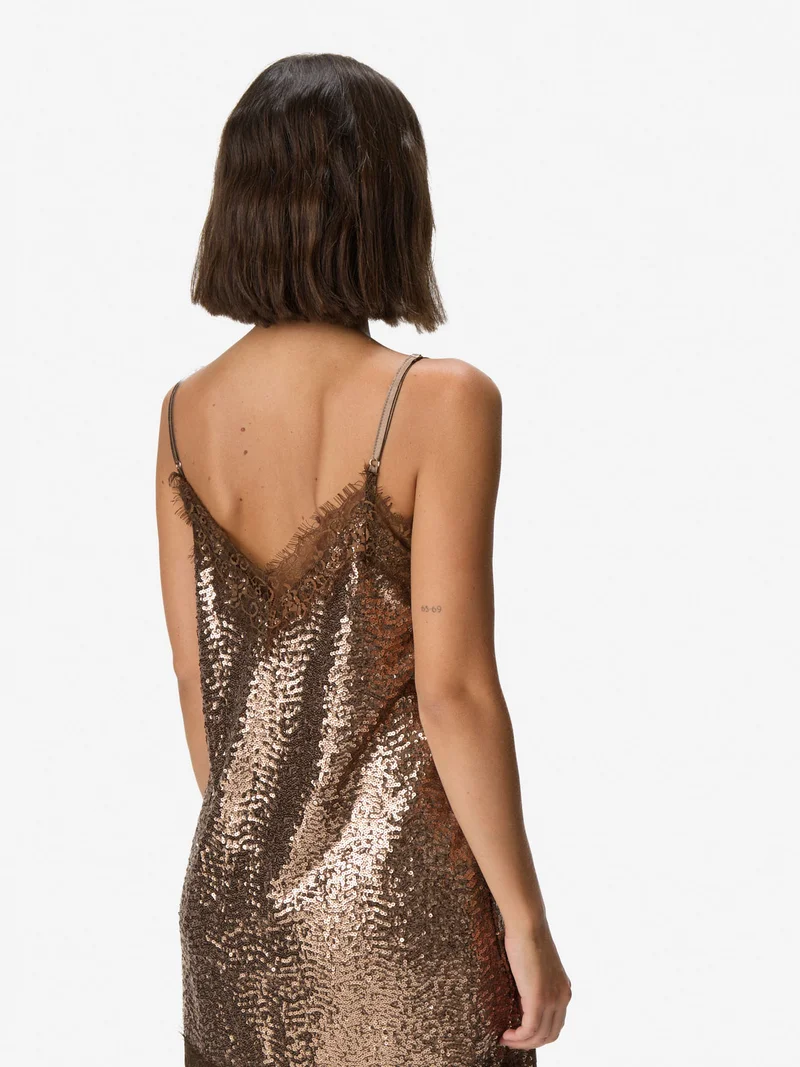 Vestido de Lentejuelas con Puntilla