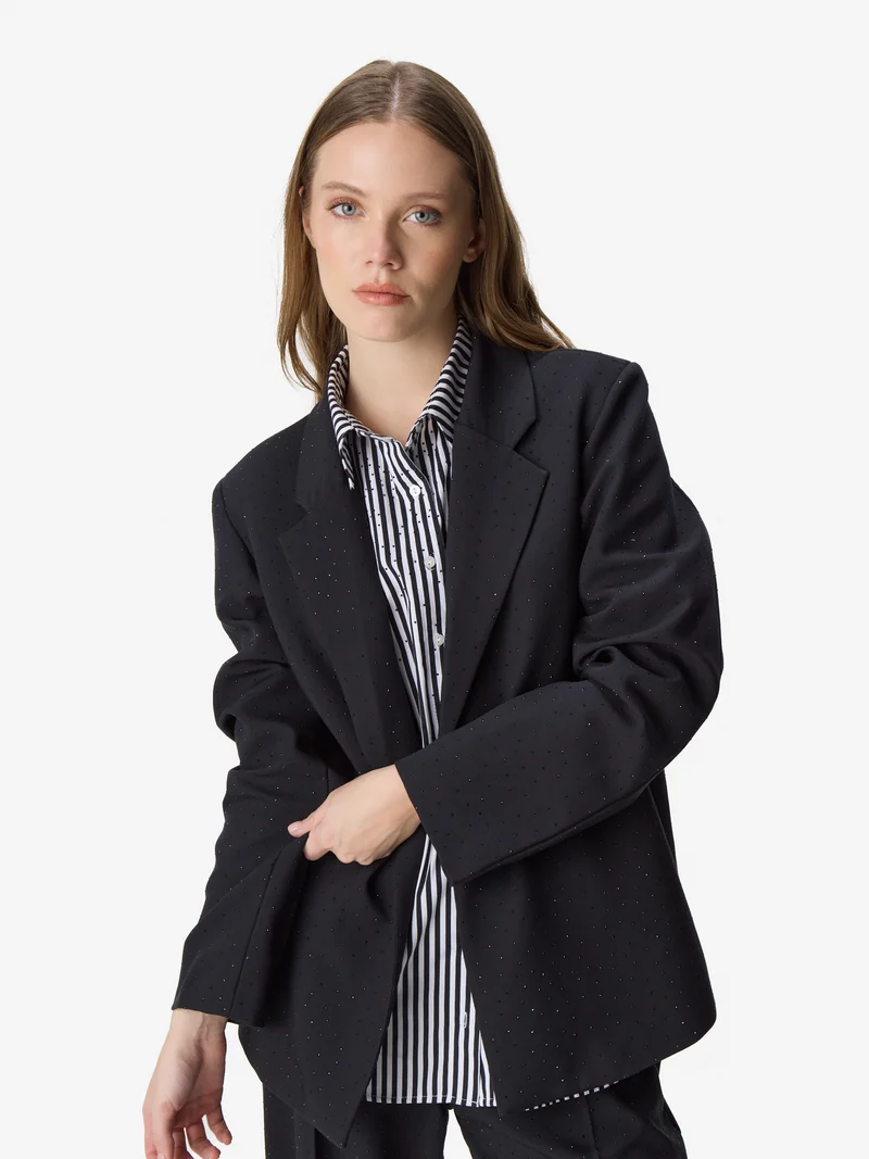 Blazer Sastrero Entallado con Strass