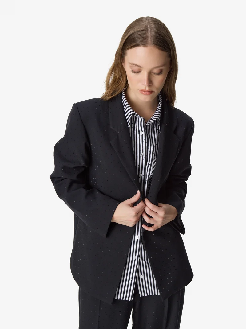 Blazer Sastrero Entallado con Strass