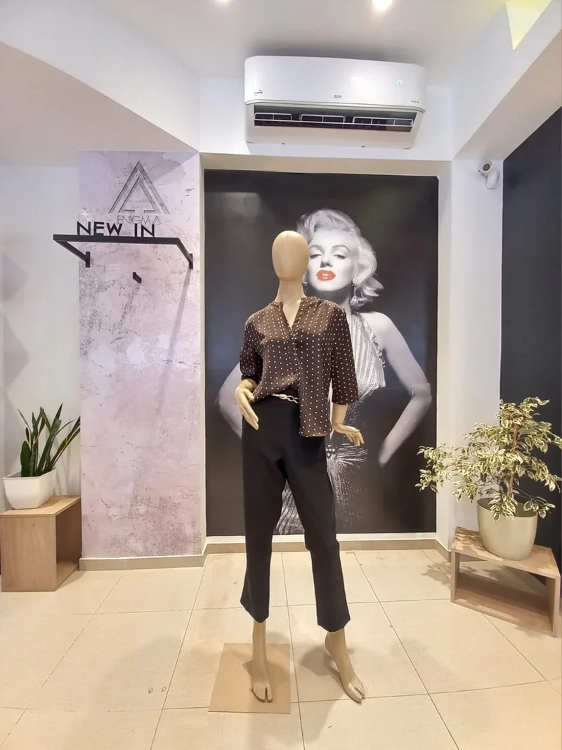 Camisa Satén Estampada Cuello Mao