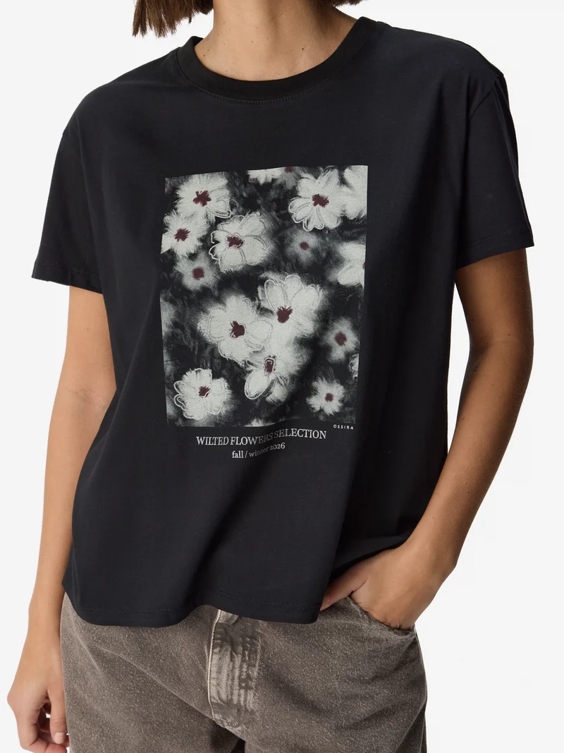 Remera de Jersey Estampada Flores
